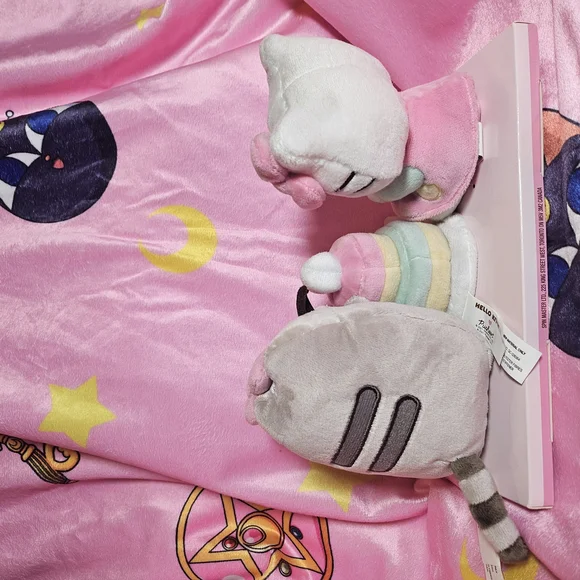 Hello Kitty and Pusheen Plush Toy Set - Pink, Gray, White - Picture 2 of 3